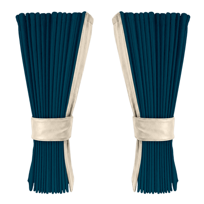 Gardin denimblå alcantar med nappa - Cream - KJoF - 