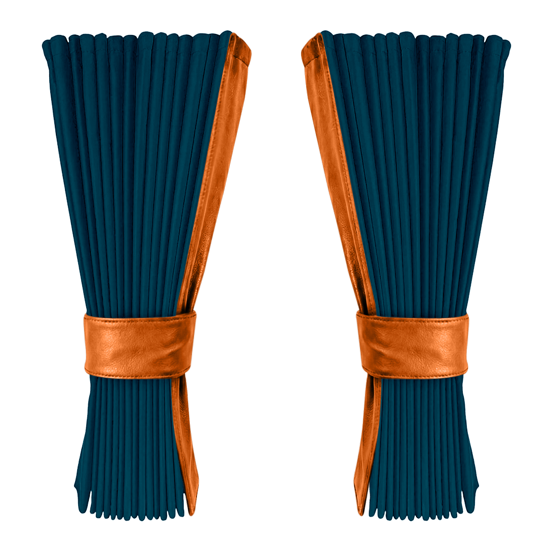 Gardin denimblå alcantar med nappa - Orange - KJoF - 