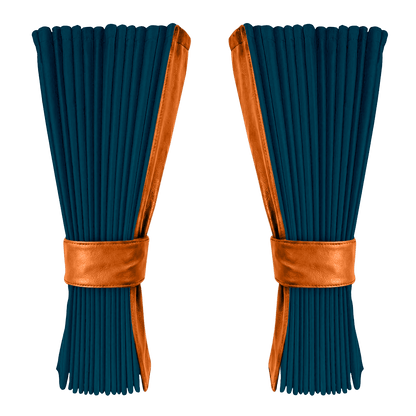 Gardin denimblå alcantar med nappa - Orange - KJoF - 
