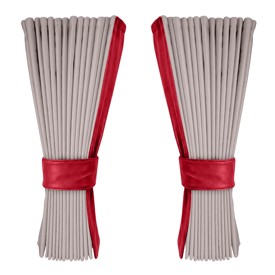 Gardin grå alcantar med nappa - Rød - KJoF - 