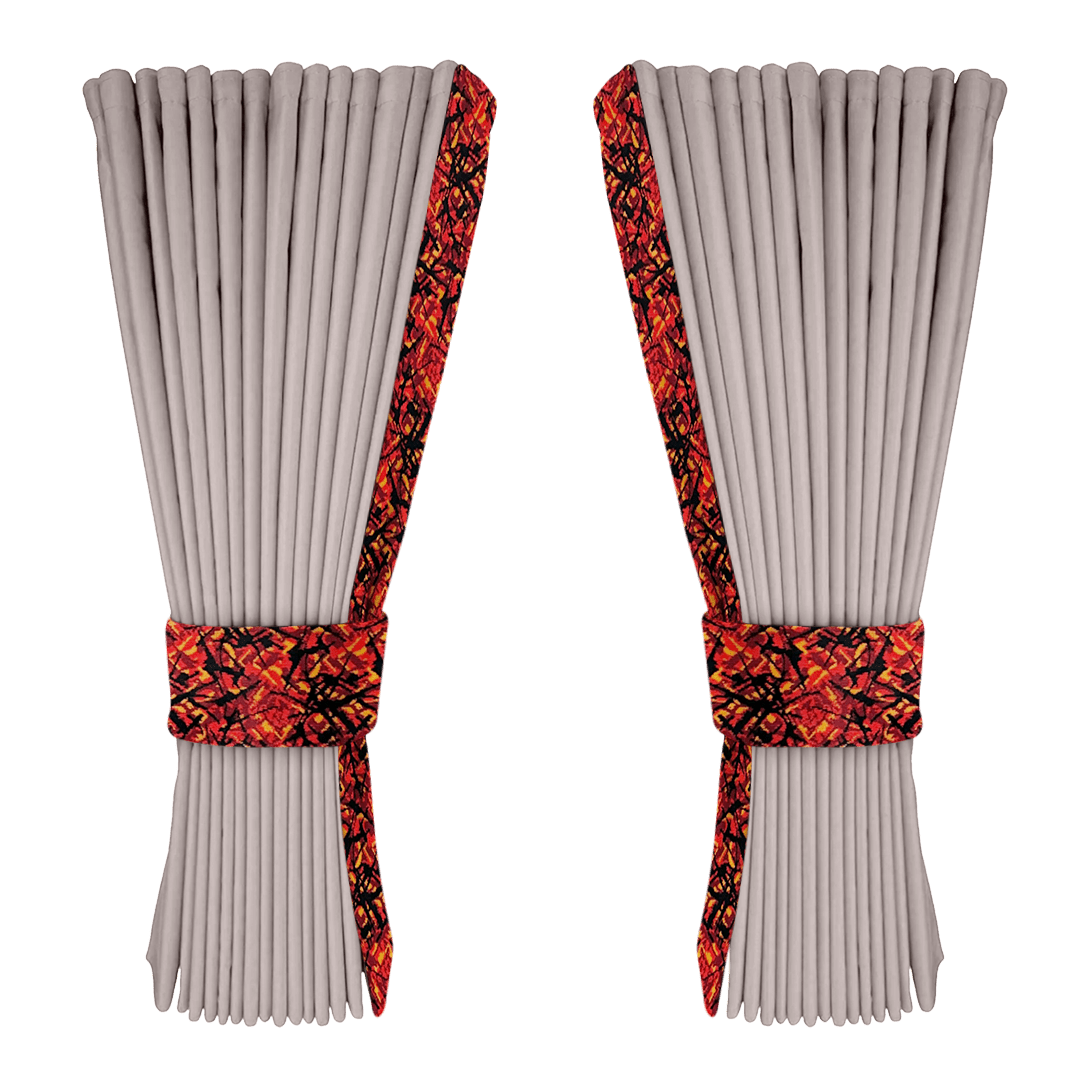 Gardin grå alcantar med plys - Rød - KJoF - 