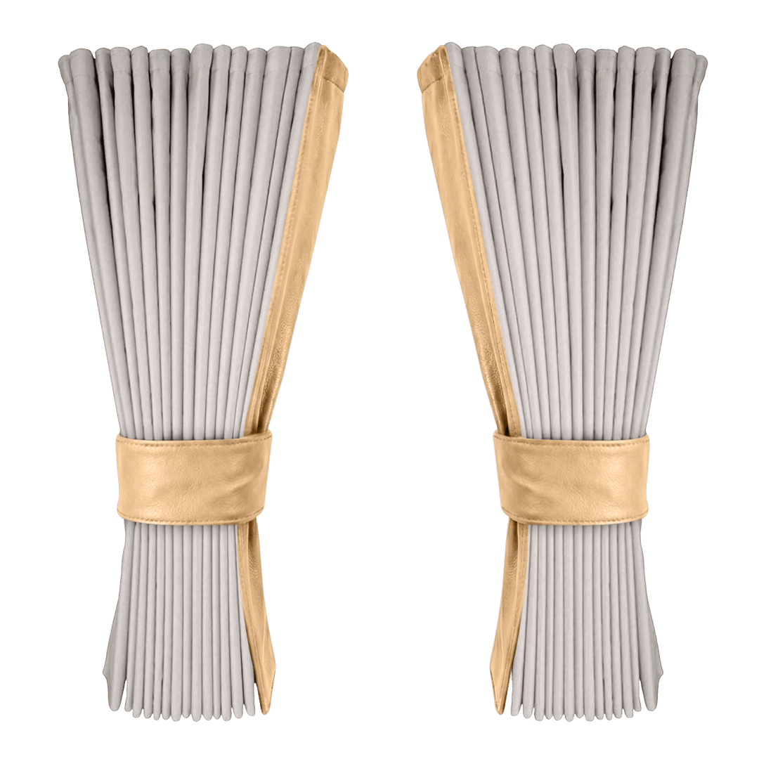 Gardin sølvgrå alcantar med nappa - Beige - KJoF - 