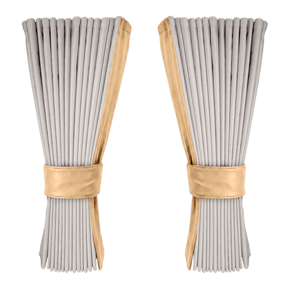 Gardin sølvgrå alcantar med nappa - Beige - KJoF - 
