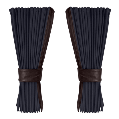 Gardin stålgrå alcantar med nappa - Mokkabrun - KJoF - 