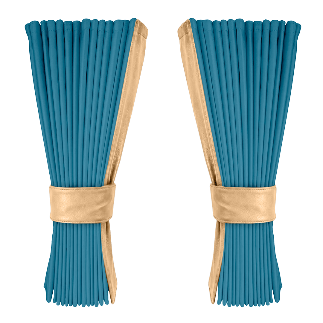 Gardin tropicalblå alcantar med nappa - Beige - KJoF - 