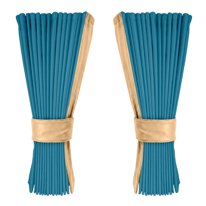 Gardin tropicalblå alcantar med nappa - Beige - KJoF - 