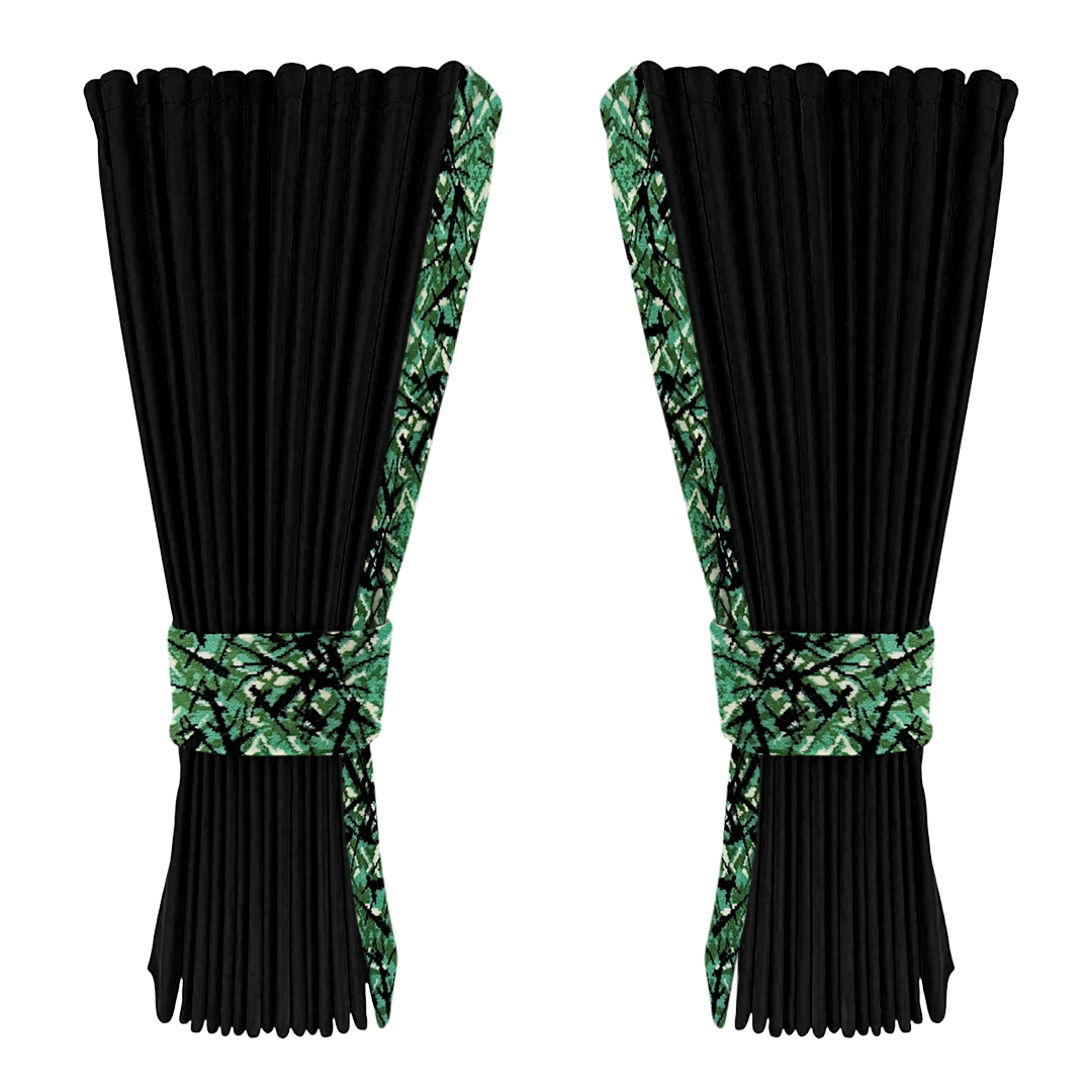 Gardin sort alcantar med plys