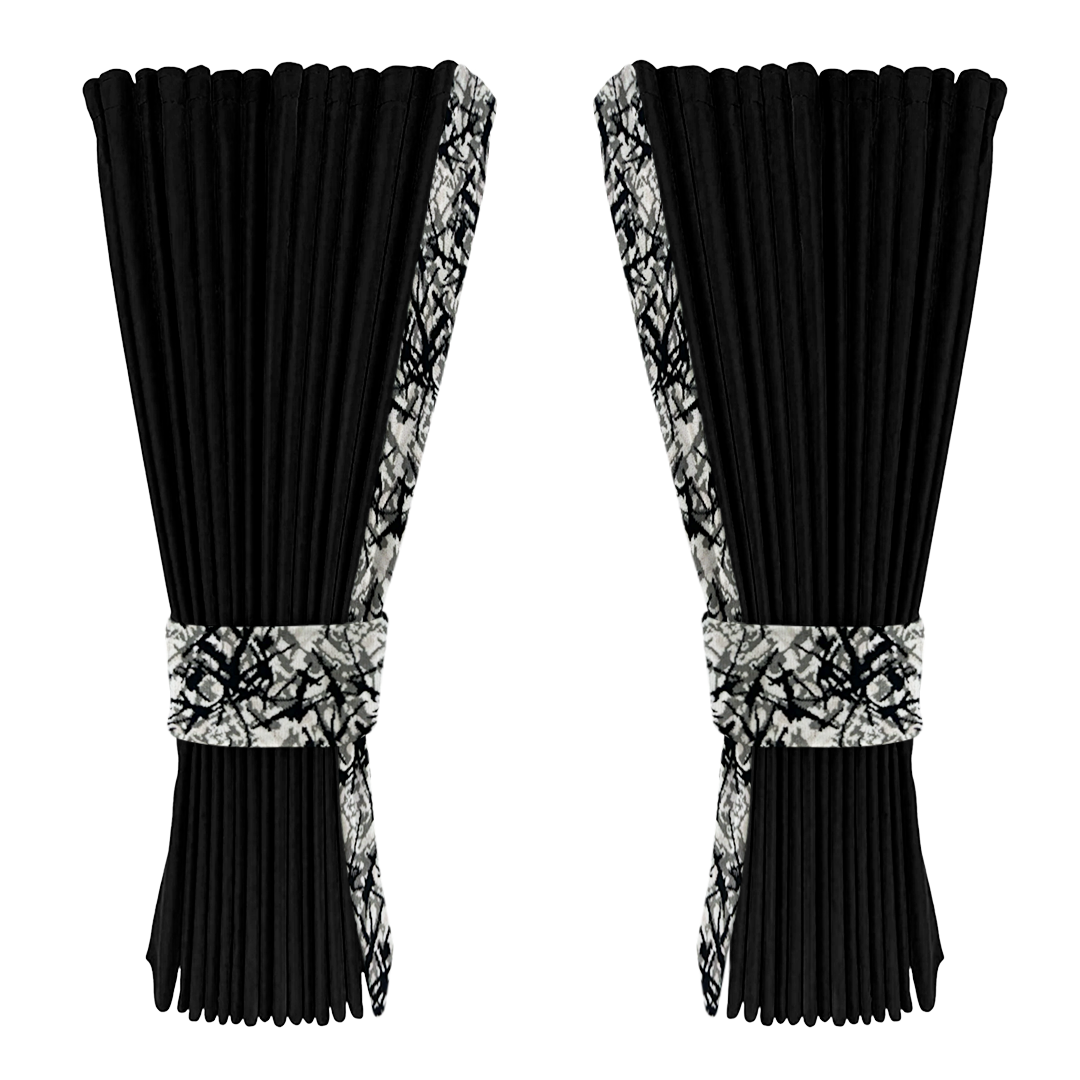 Gardin sort alcantar med plys