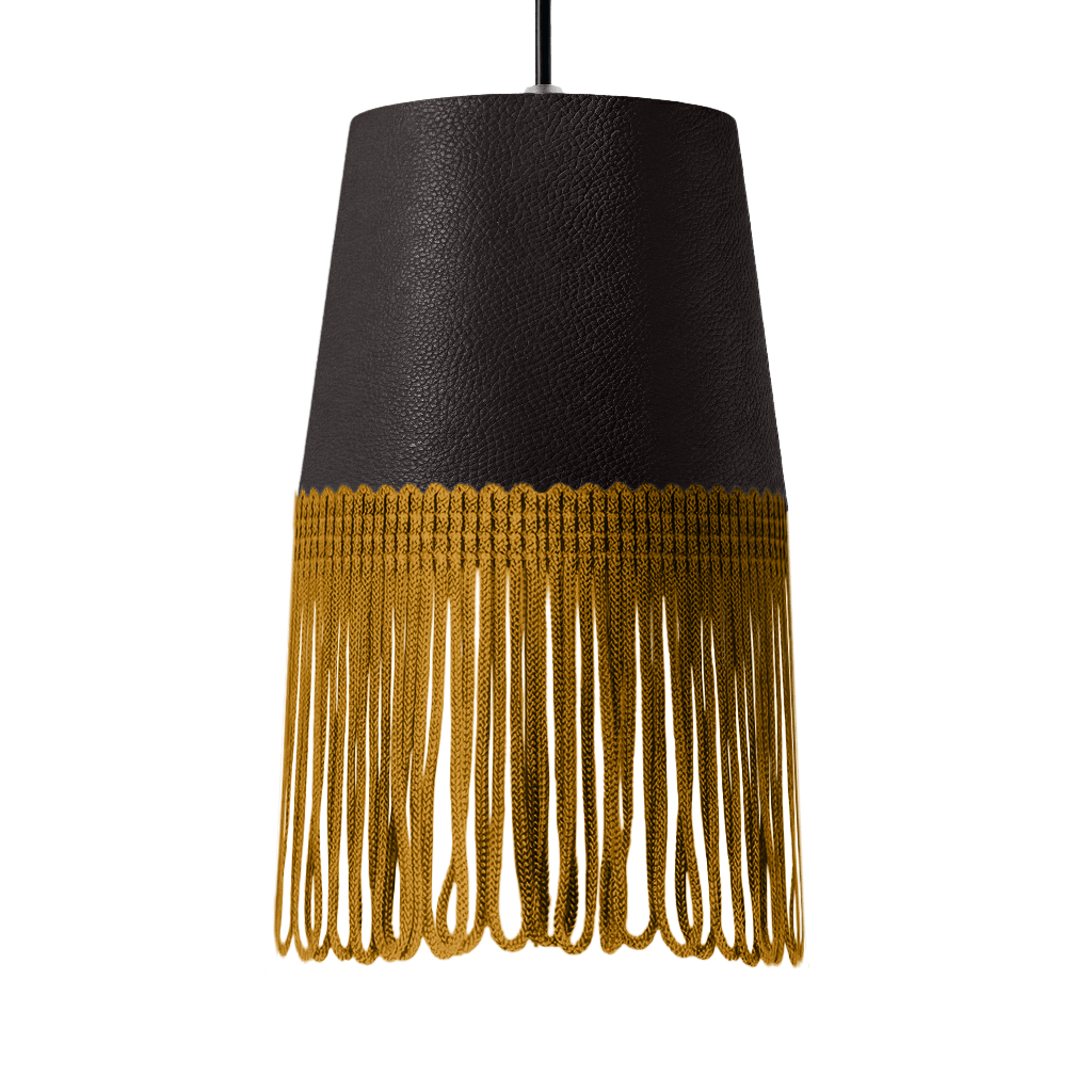 Lampe interiør nappa chokoladebrun - Guld - KJoF - 5cm - 
