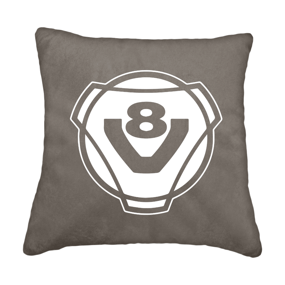 Puder V8 rund - Askegrå - KJoF - Sort nappa - 