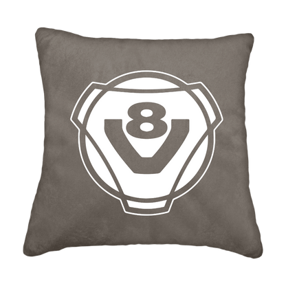 Puder V8 rund - Askegrå - KJoF - Sort nappa - 