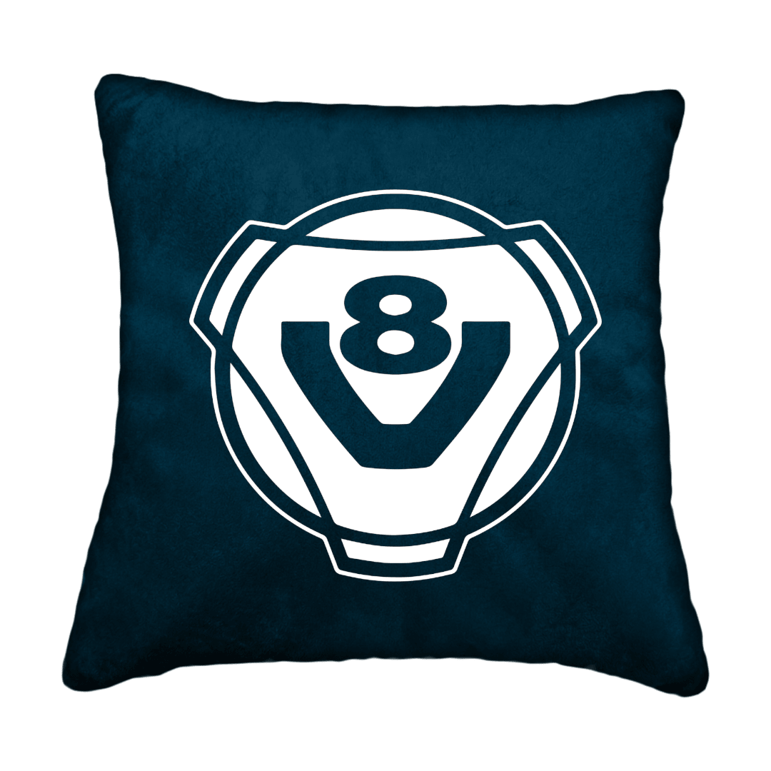 Puder V8 rund - Denimblå - KJoF - Sort nappa - 