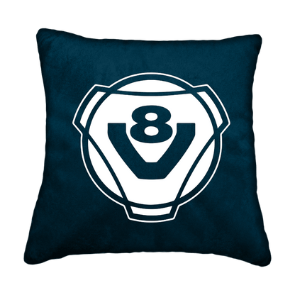 Puder V8 rund - Denimblå - KJoF - Sort nappa - 
