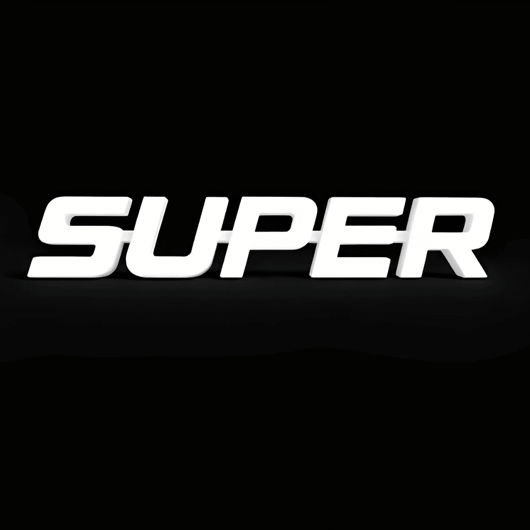 Skilt super emblem til lastbil – 42 x 7 cm - Hvid