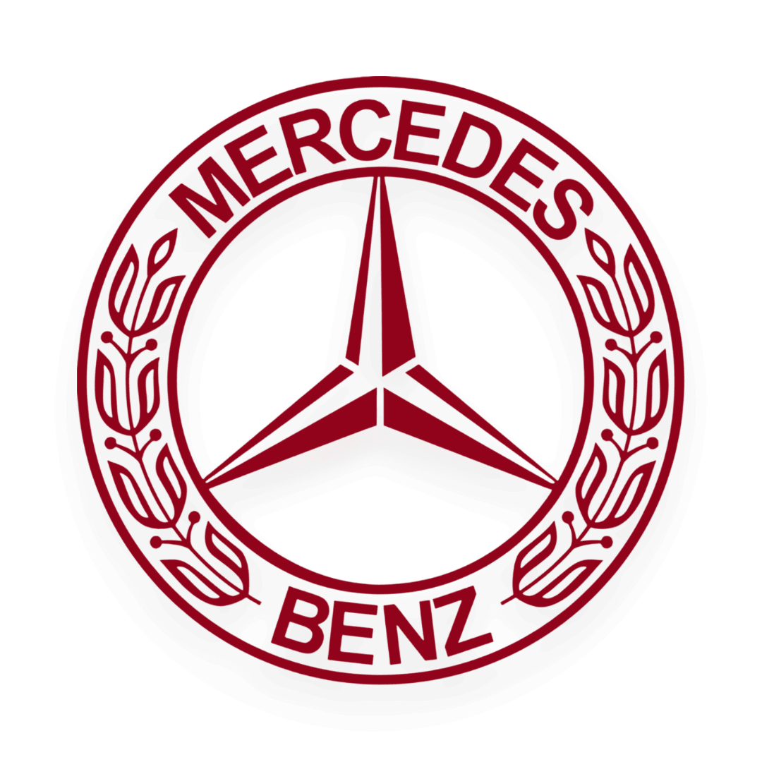 Sticker mercedes rund logo - 030 Mørkerød - KJoF - 100mm x 100mm - Nej tak