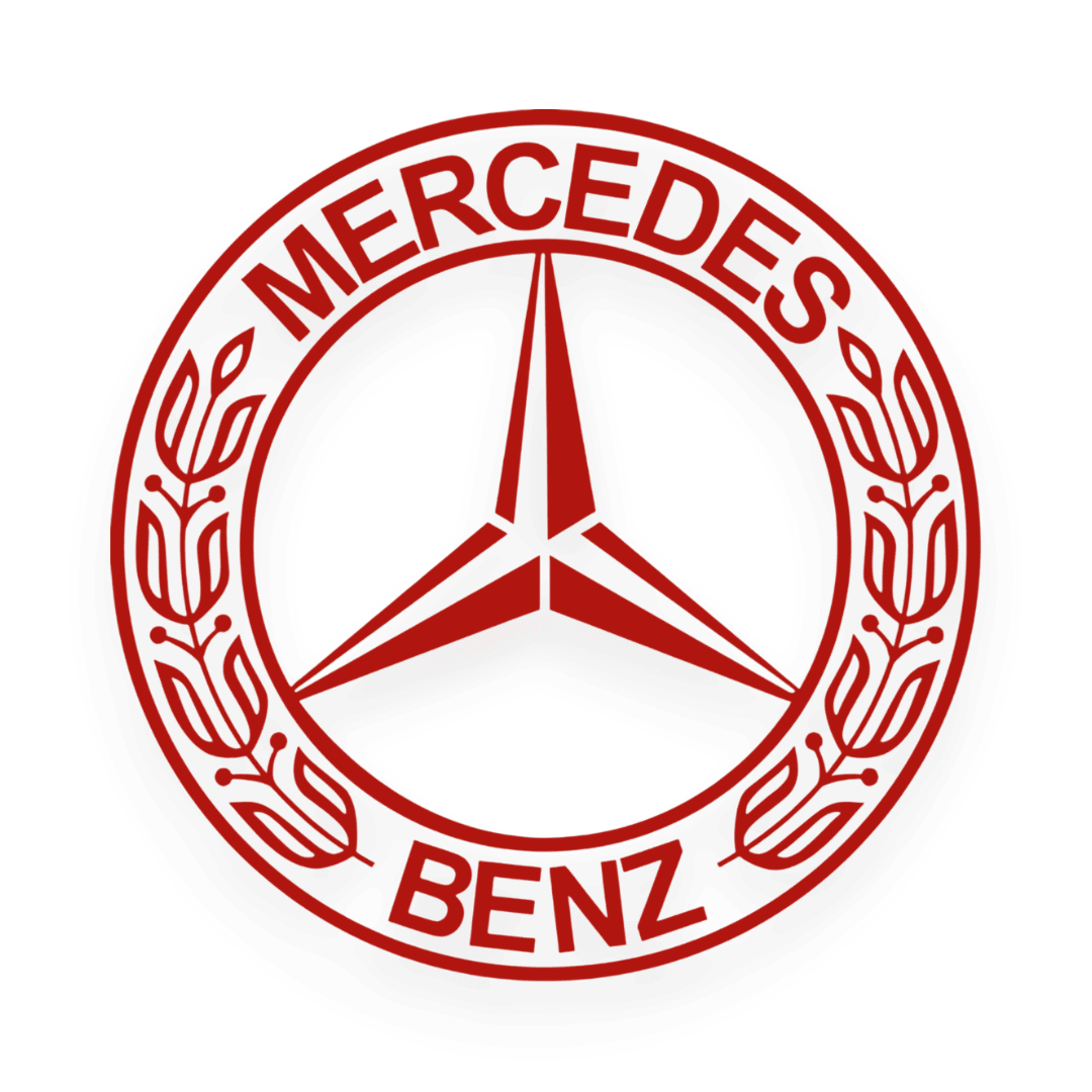 Sticker mercedes rund logo - 031 Rød - KJoF - 100mm x 100mm - Nej tak