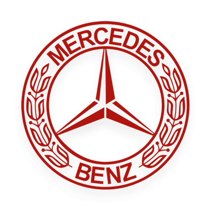 Sticker mercedes rund logo - 031 Rød - KJoF - 100mm x 100mm - Nej tak