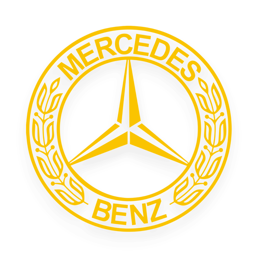 Sticker mercedes rund logo - 021 Gul - KJoF - 100mm x 100mm - Nej tak