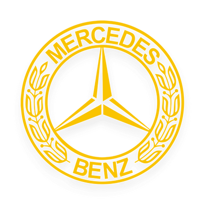 Sticker mercedes rund logo - 021 Gul - KJoF - 100mm x 100mm - Nej tak