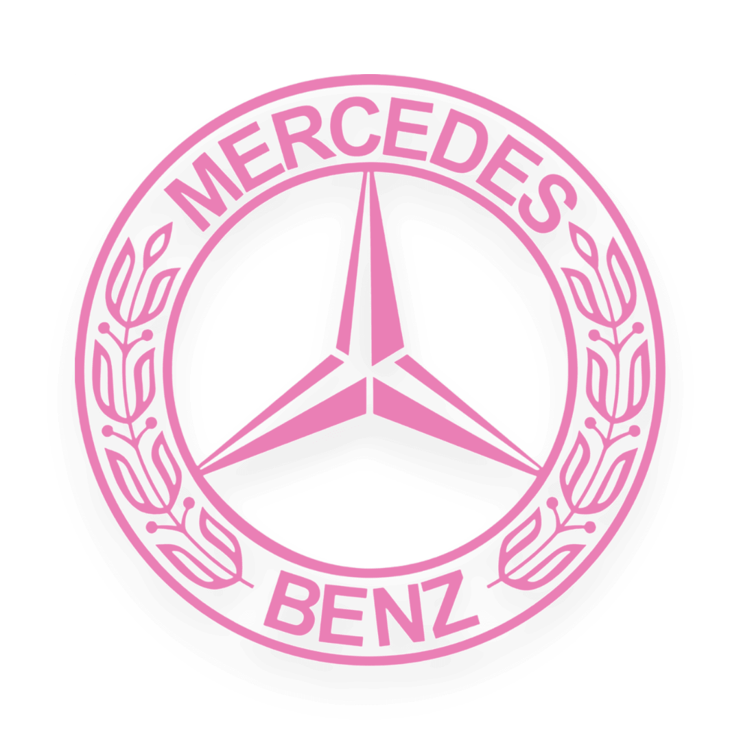 Sticker mercedes rund logo - 045 Lyserød - KJoF - 100mm x 100mm - Nej tak