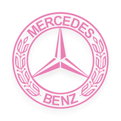 Sticker mercedes rund logo - 045 Lyserød - KJoF - 100mm x 100mm - Nej tak