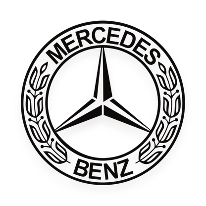 Sticker mercedes rund logo - 070 Sort - KJoF - 100mm x 100mm - Nej tak