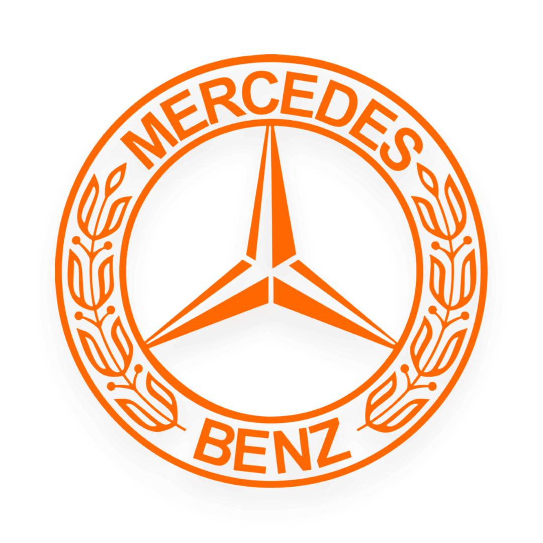Sticker mercedes rund logo - 034 Orange - KJoF - 100mm x 100mm - Nej tak