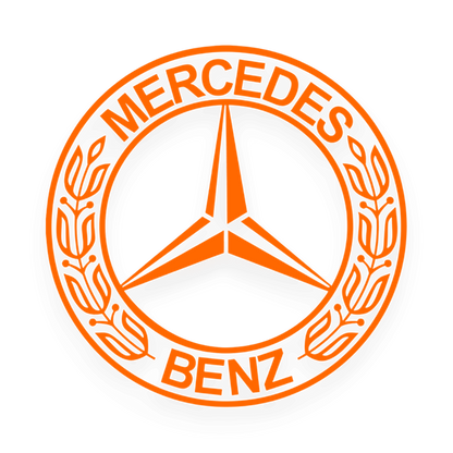 Sticker mercedes rund logo - 034 Orange - KJoF - 100mm x 100mm - Nej tak