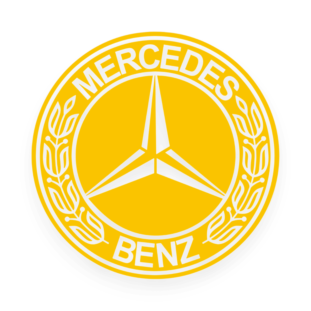 Sticker mercedes rund logo sort - 021 Gul - KJoF - 100mm x 100mm - Nej tak