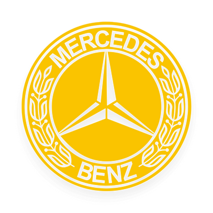 Sticker mercedes rund logo sort - 021 Gul - KJoF - 100mm x 100mm - Nej tak