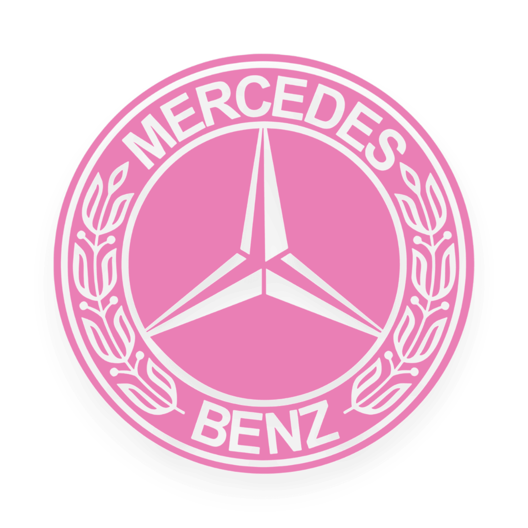 Sticker mercedes rund logo sort - 045 Lyserød - KJoF - 100mm x 100mm - Nej tak