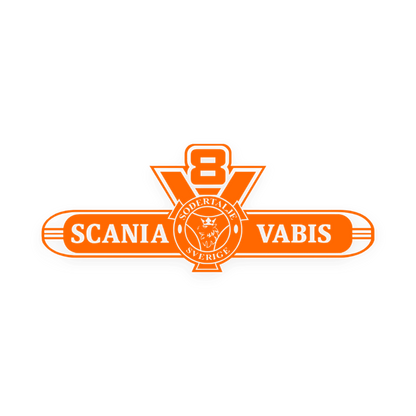 Sticker scania v8 vabis - 034 Orange - KJoF - 100mm x 38mm - Nej tak