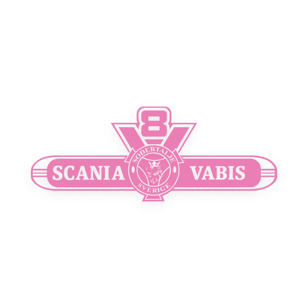 Sticker scania v8 vabis - 045 Lyserød - KJoF - 100mm x 38mm - Nej tak