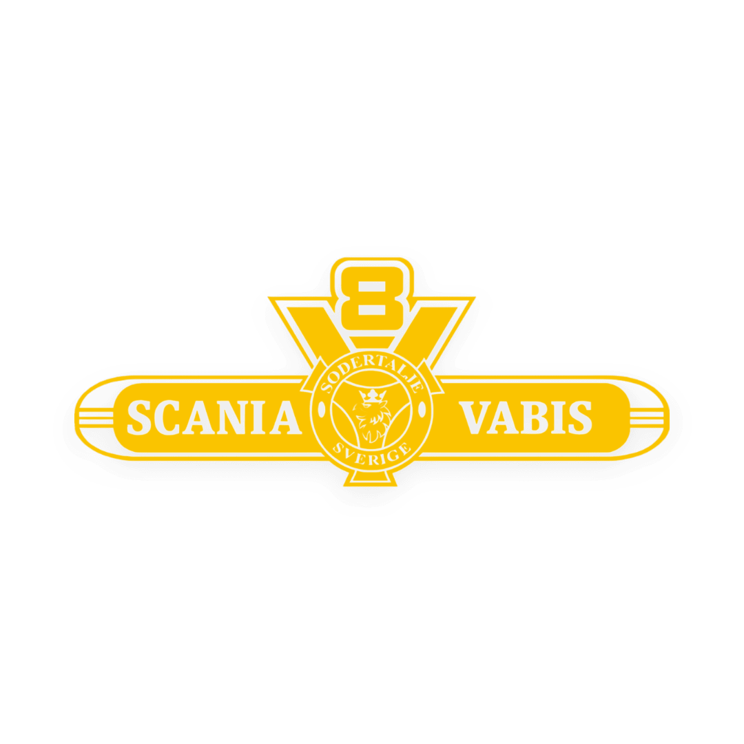 Sticker scania v8 vabis - 021 Gul - KJoF - 100mm x 38mm - Nej tak