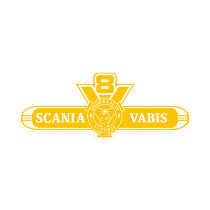 Sticker scania v8 vabis - 021 Gul - KJoF - 100mm x 38mm - Nej tak