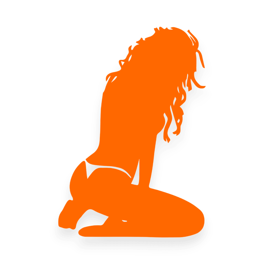 Sticker various siddende kvinde - 035 Lys orange - KJoF - 100mm x 142mm - Nej tak