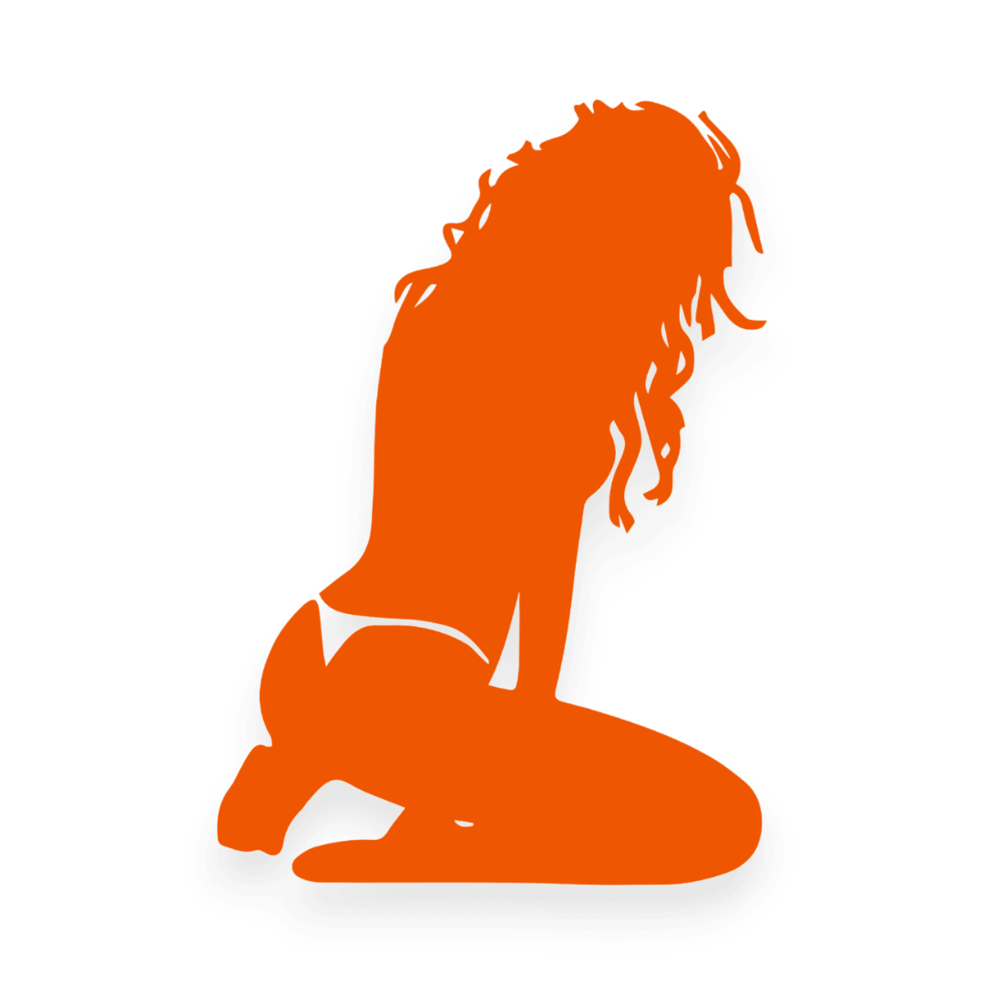 Sticker various siddende kvinde - 034 Orange - KJoF - 100mm x 142mm - Nej tak