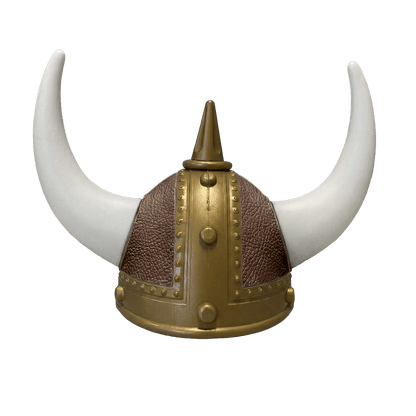 Vikingehjelm Nappa - Gold - KJoF - Hvid - Kaffebrun