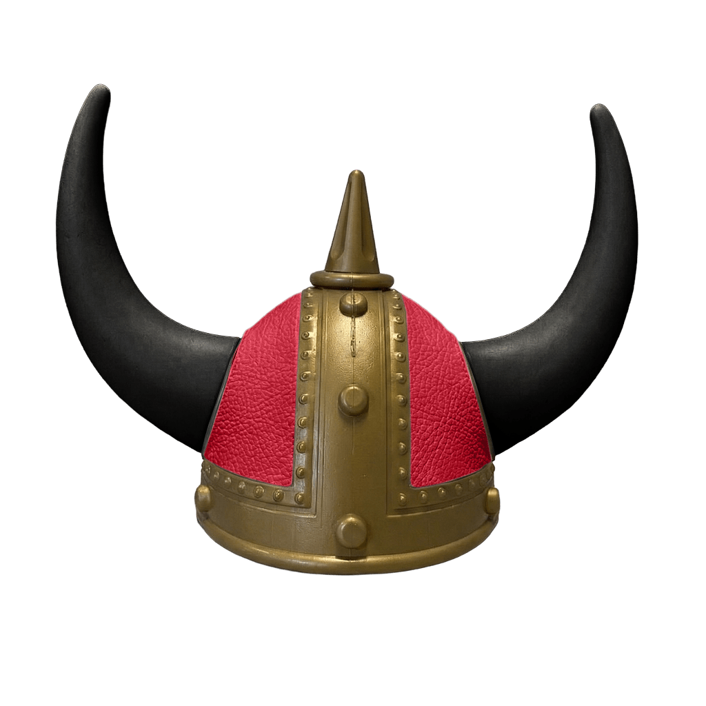Vikingehjelm Nappa - Gold - KJoF - Sort - Rød