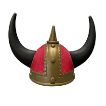 Vikingehjelm Nappa - Gold - KJoF - Sort - Rød