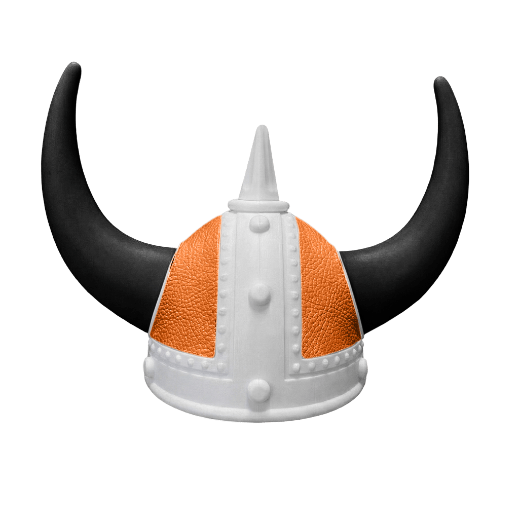 Vikingehjelm Nappa - Hvid - KJoF - Sort - Orange